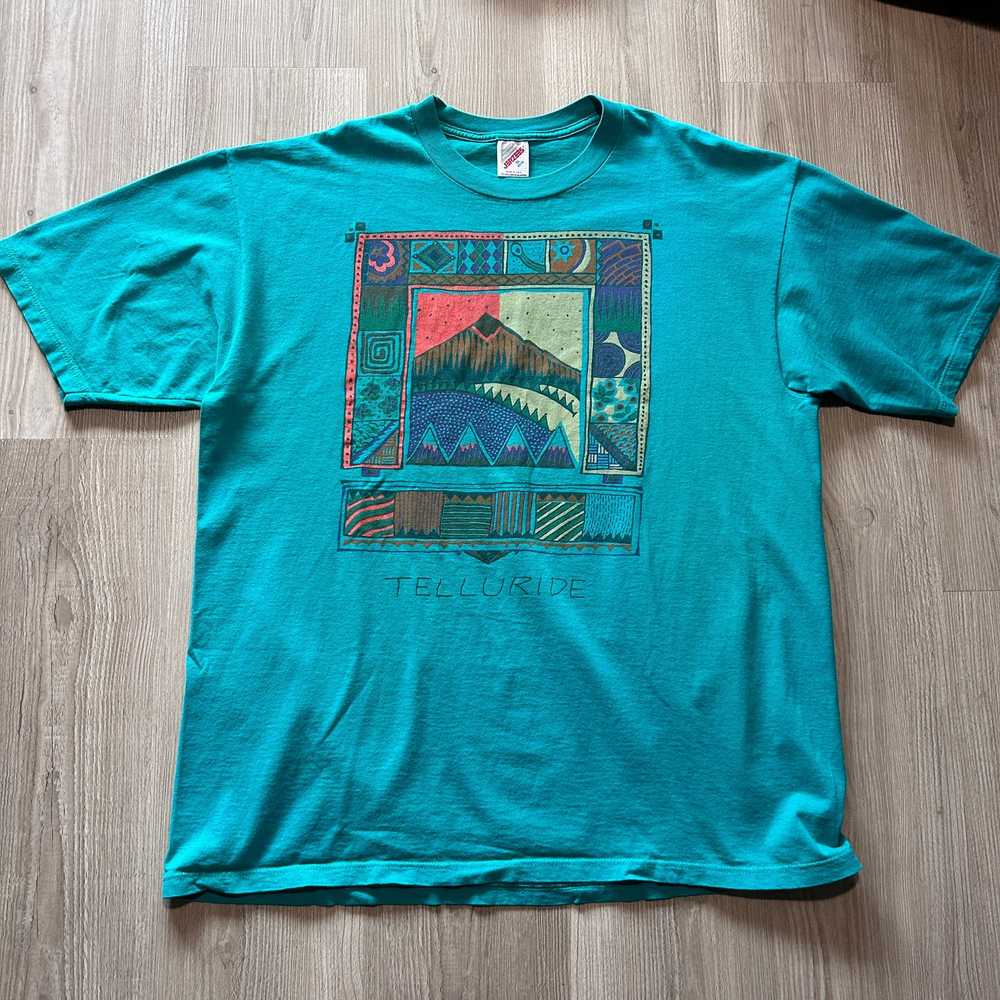 Vintage 90's Jerzees Telluride Colorado Teal Blue… - image 1