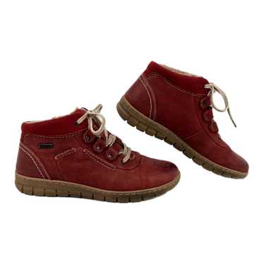 Josef Seibel Red Brown Fuzzy Lined Lace Up Boots … - image 1