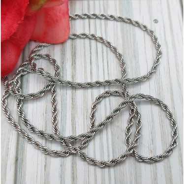 Vintage Trifari Silver Tone Rope Twisted Chain Ne… - image 1