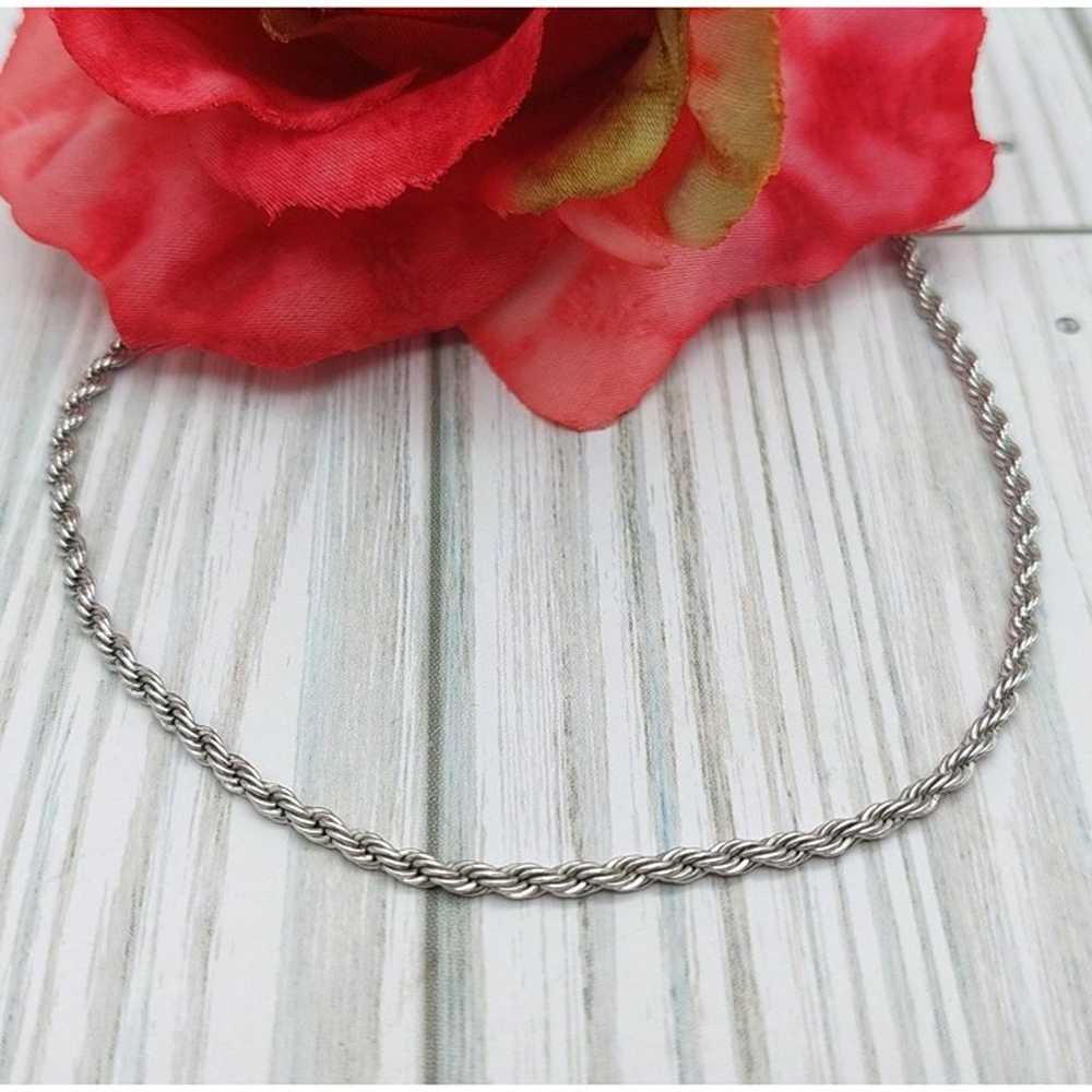 Vintage Trifari Silver Tone Rope Twisted Chain Ne… - image 2