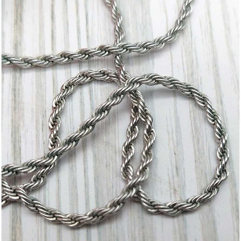 Vintage Trifari Silver Tone Rope Twisted Chain Ne… - image 8