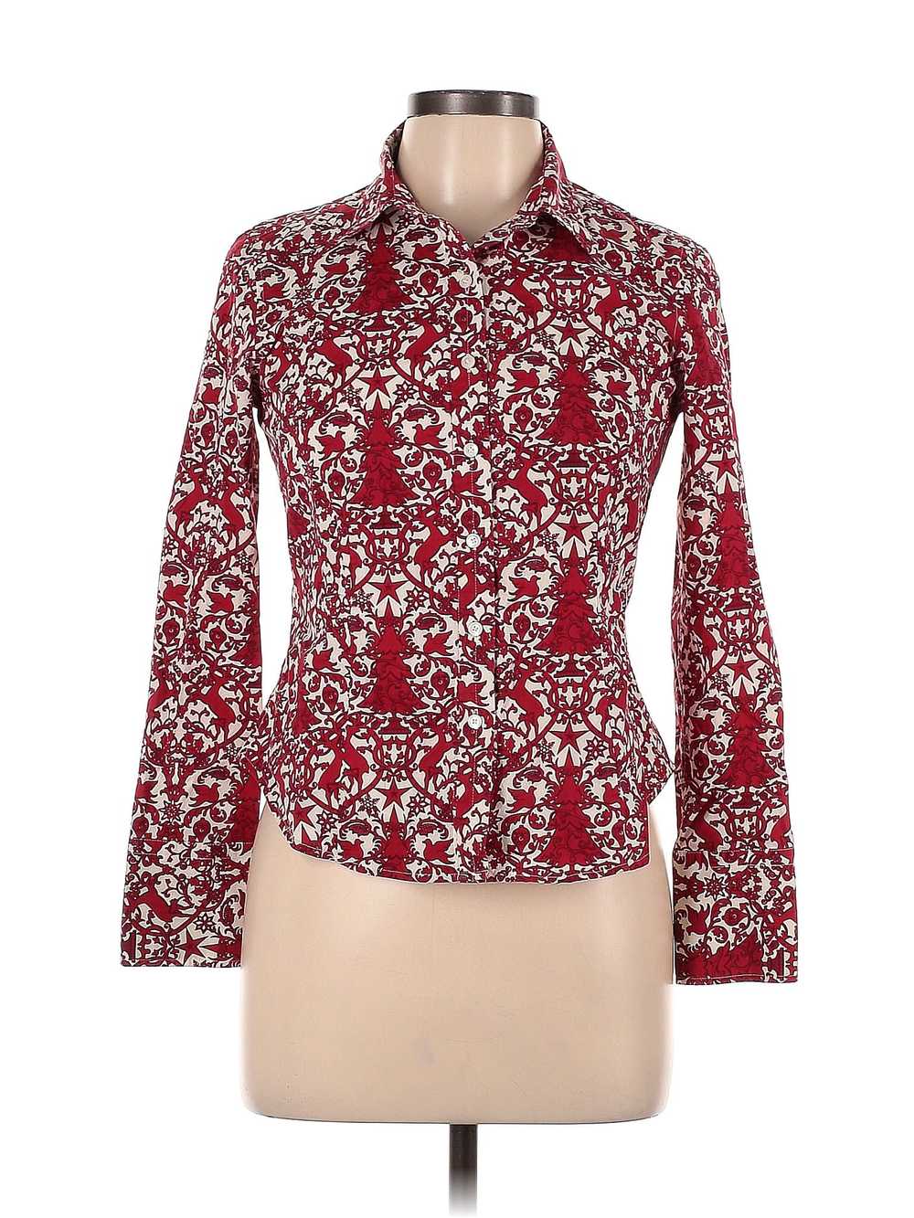 Talbots Women Red Long Sleeve Button-Down Shirt 6… - image 1