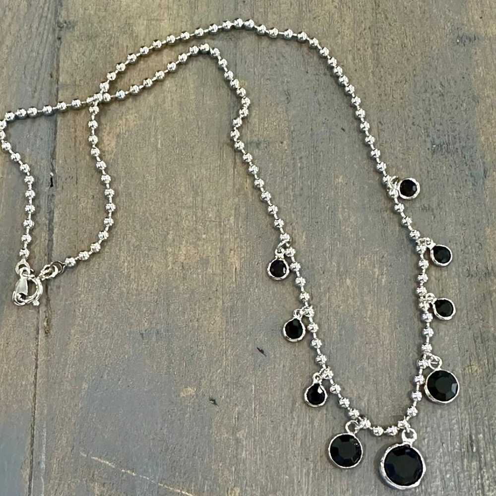 Vintage Black swarovski Crystal & Beaded Necklace - image 1