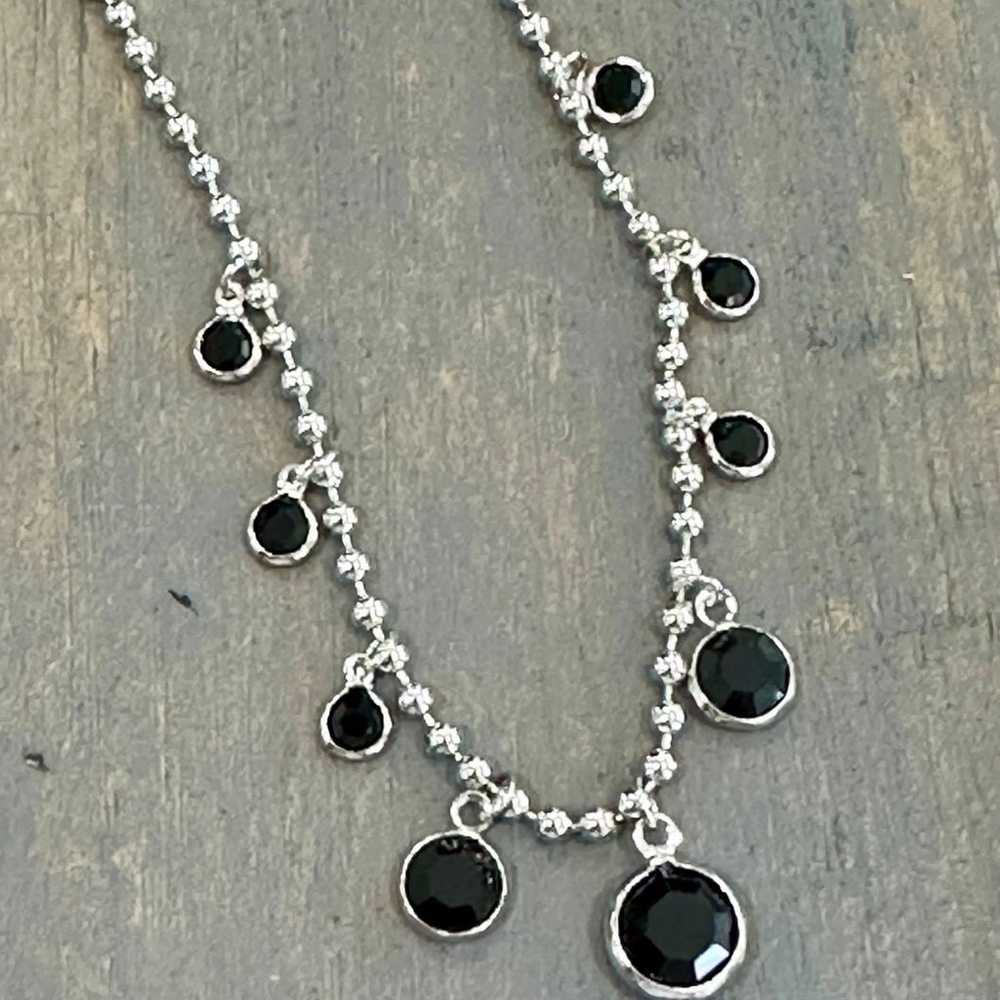 Vintage Black swarovski Crystal & Beaded Necklace - image 3