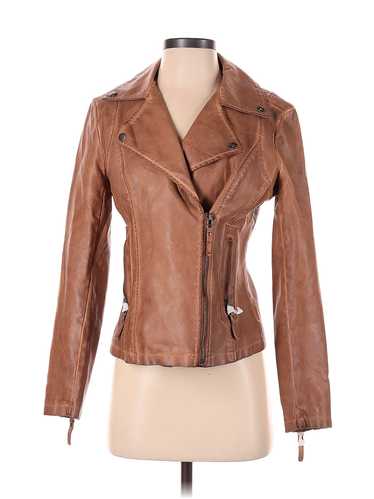 Max Studio Women Brown Faux Leather Jacket XS