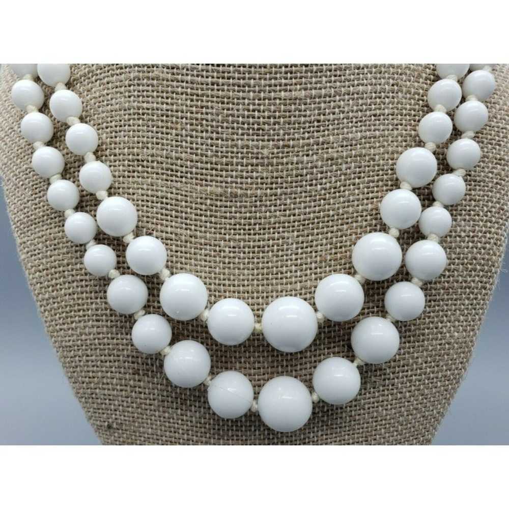 Vintage Plastic Bead Collar Necklace Double Stran… - image 5