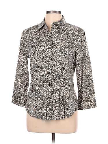 Talbots Women Gray Long Sleeve Button-Down Shirt 1
