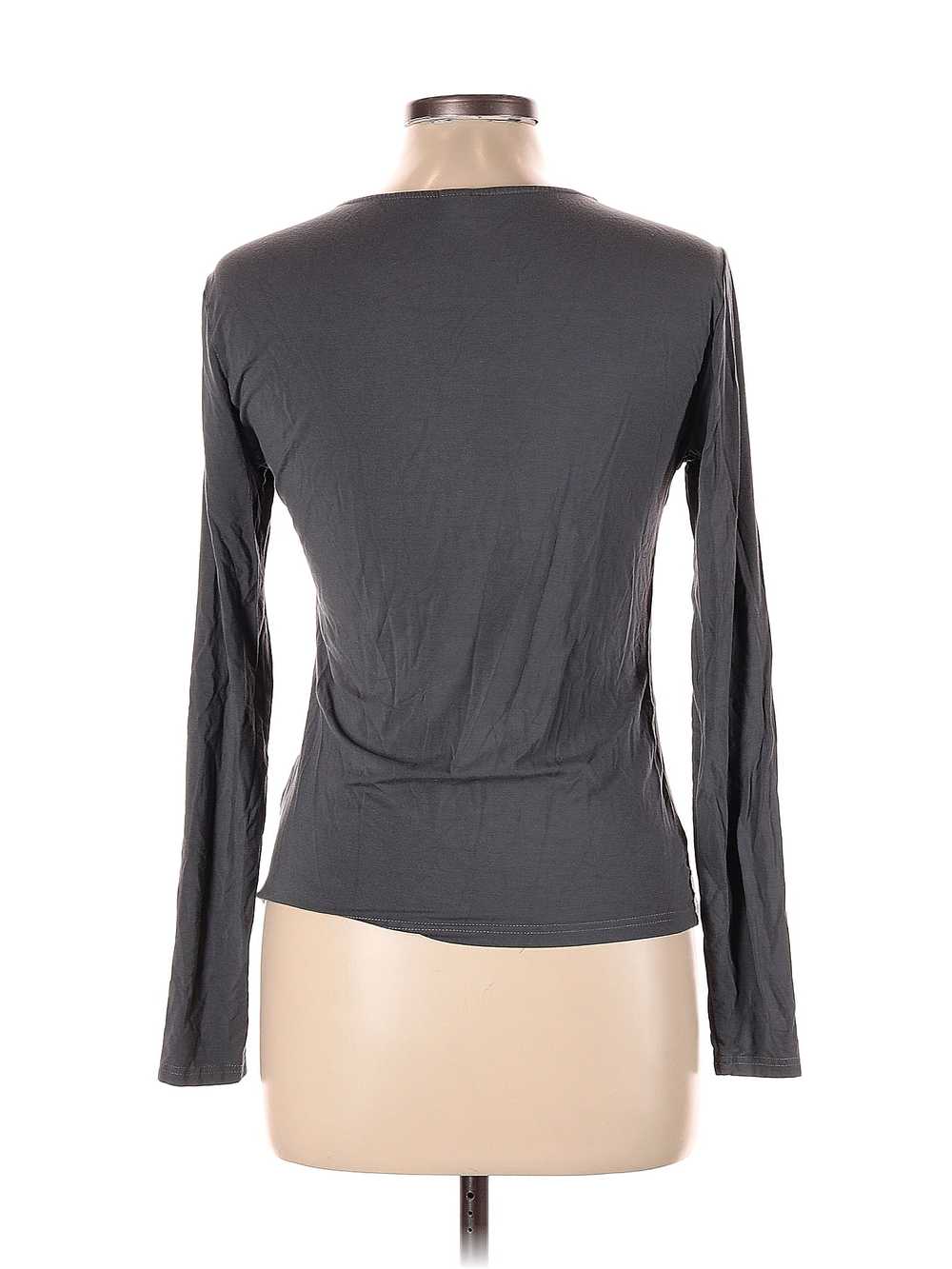 Anrabess Women Gray Long Sleeve T-Shirt L - image 2