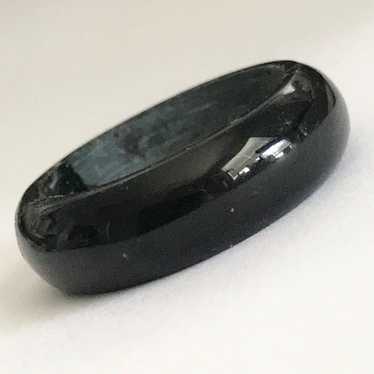 Vintage Black Jade Ring Band Size 7 Semi Precious 