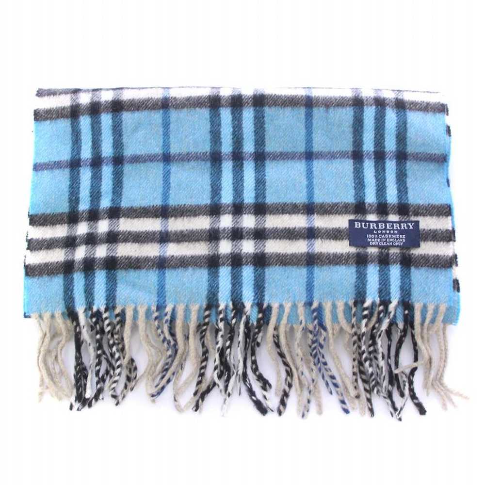 Burberry Scarf Stole Cashmere Plaid Fringe Light … - image 1