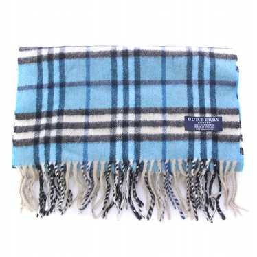 Burberry Scarf Stole Cashmere Plaid Fringe Light … - image 1