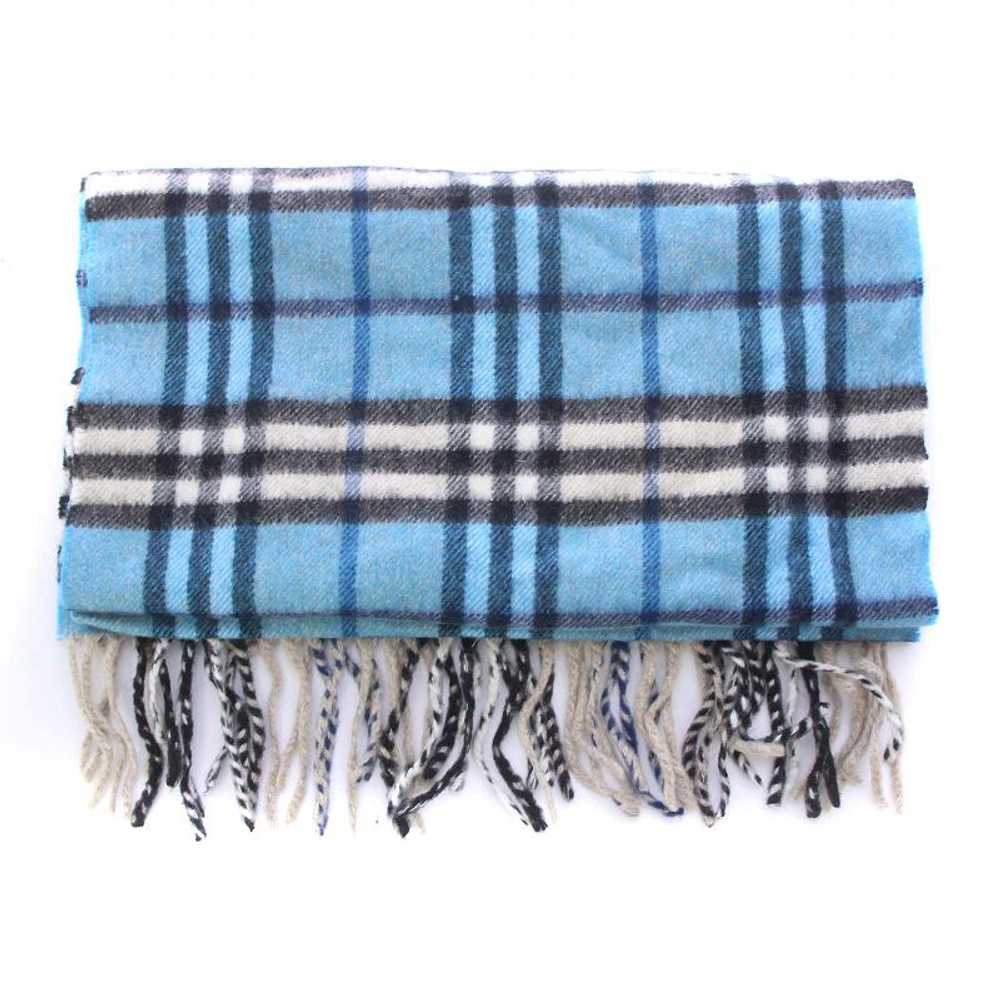 Burberry Scarf Stole Cashmere Plaid Fringe Light … - image 3