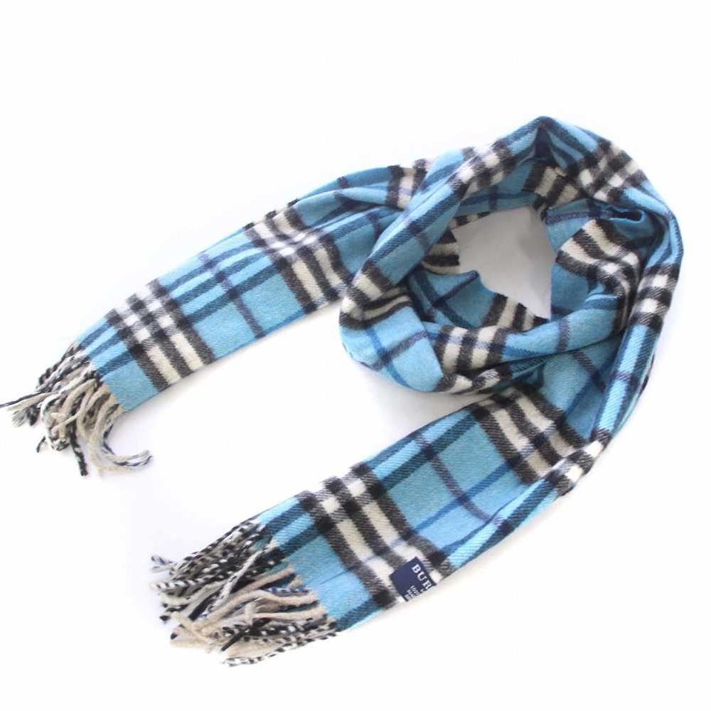 Burberry Scarf Stole Cashmere Plaid Fringe Light … - image 4