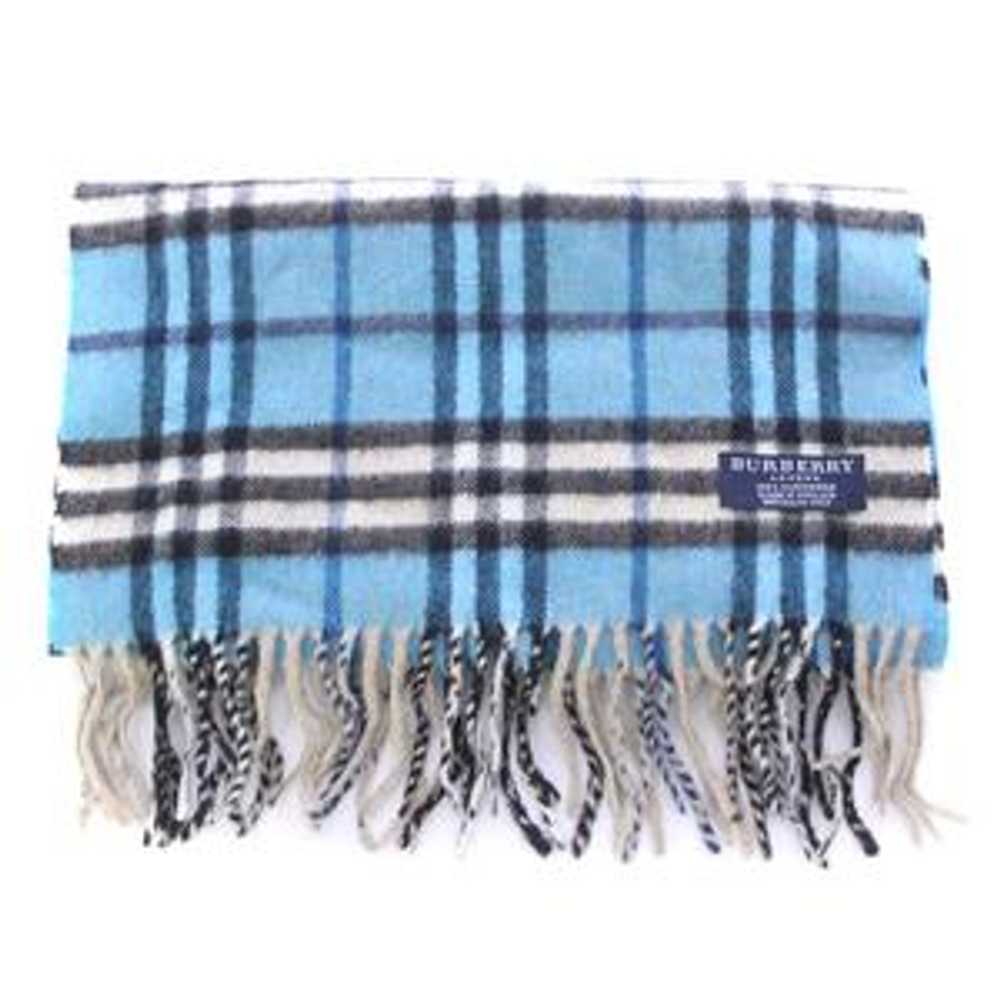 Burberry Scarf Stole Cashmere Plaid Fringe Light … - image 7