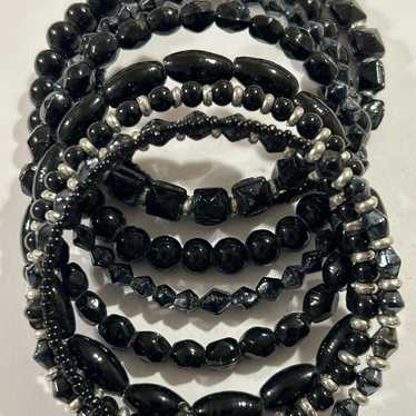 Vintage Black and Gray Beaded Bracelet - image 1