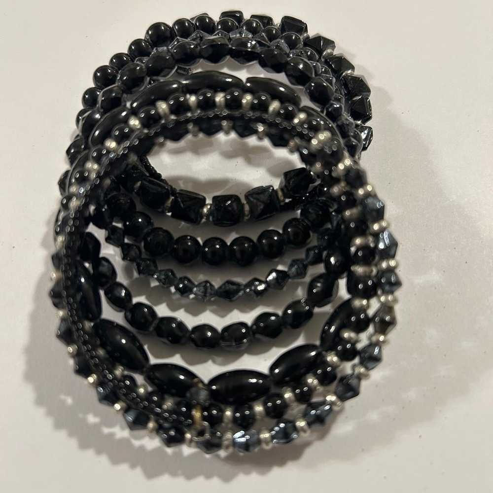 Vintage Black and Gray Beaded Bracelet - image 2