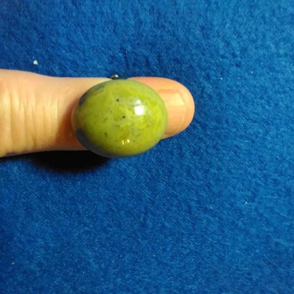 #J191 Vintage Single Large Olive Green Agate Gems… - image 12