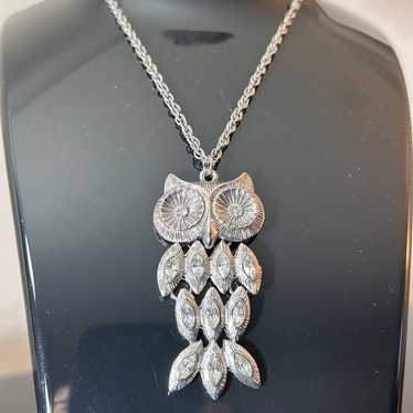 Vintage Bohemian Silver Toned Owl Charm - image 1