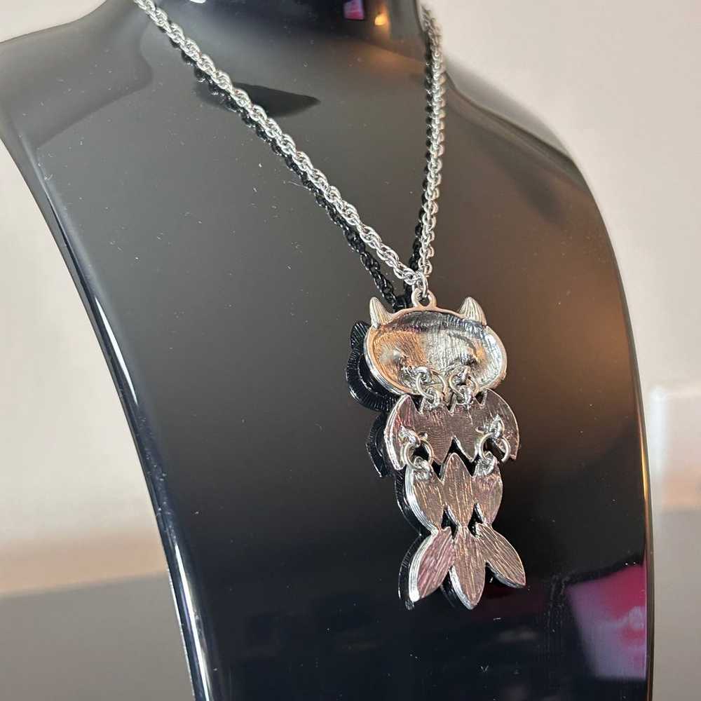 Vintage Bohemian Silver Toned Owl Charm - image 3