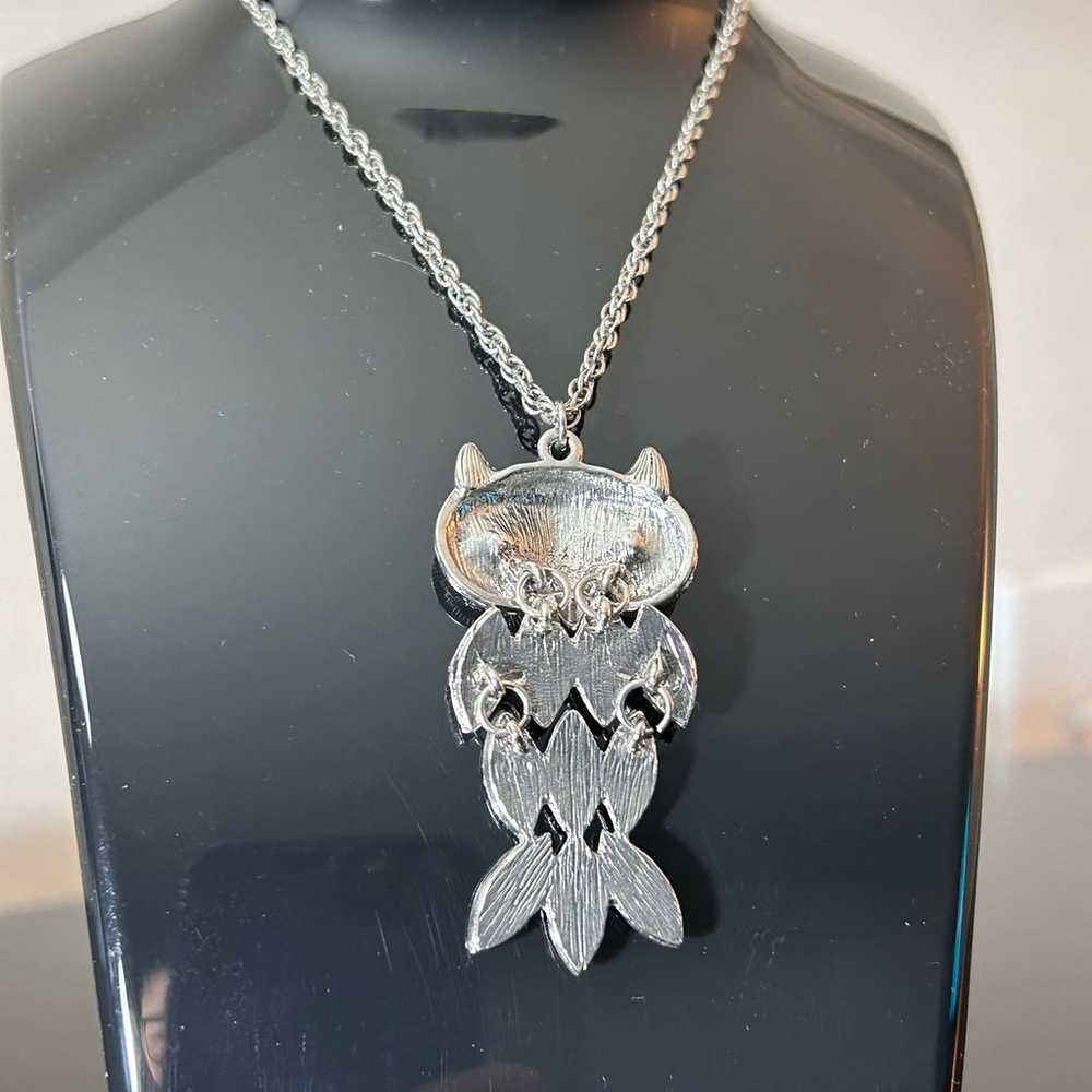 Vintage Bohemian Silver Toned Owl Charm - image 4