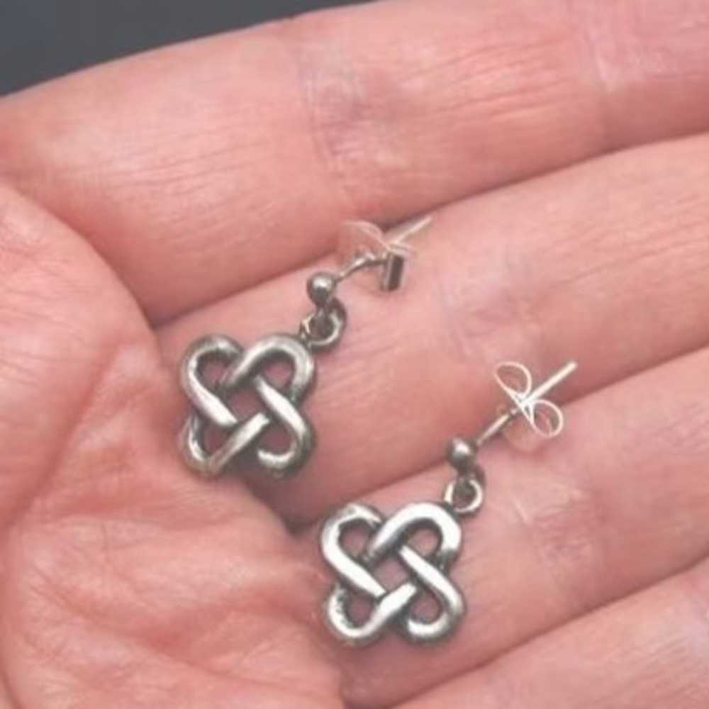 Sterling Vintage celtic knot earrings SG 925 silv… - image 1