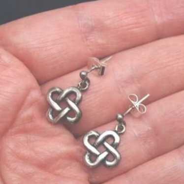 Sterling Vintage celtic knot earrings SG 925 silv… - image 1