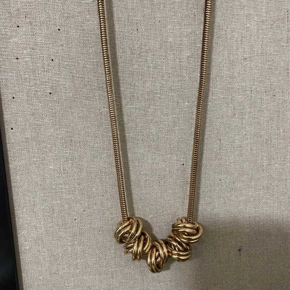 Vintage Snake Chain Necklace w/ Gold Knots - image 3