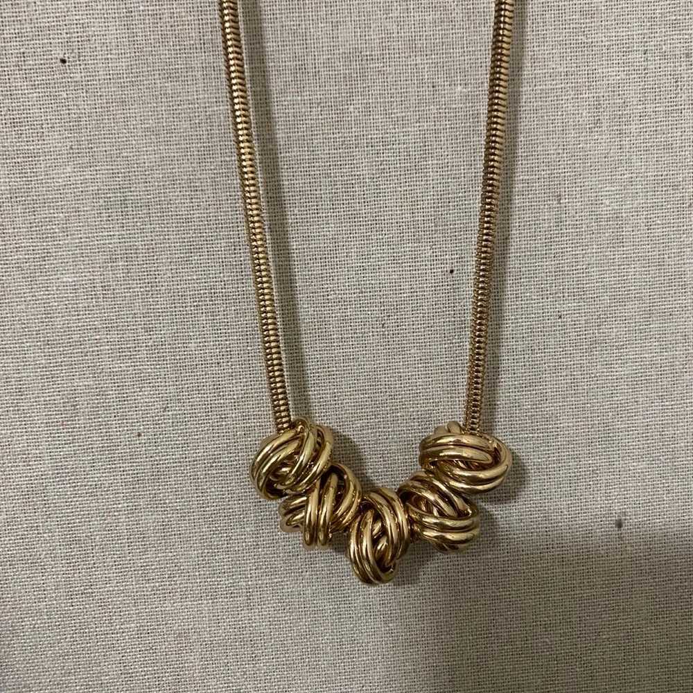 Vintage Snake Chain Necklace w/ Gold Knots - image 5