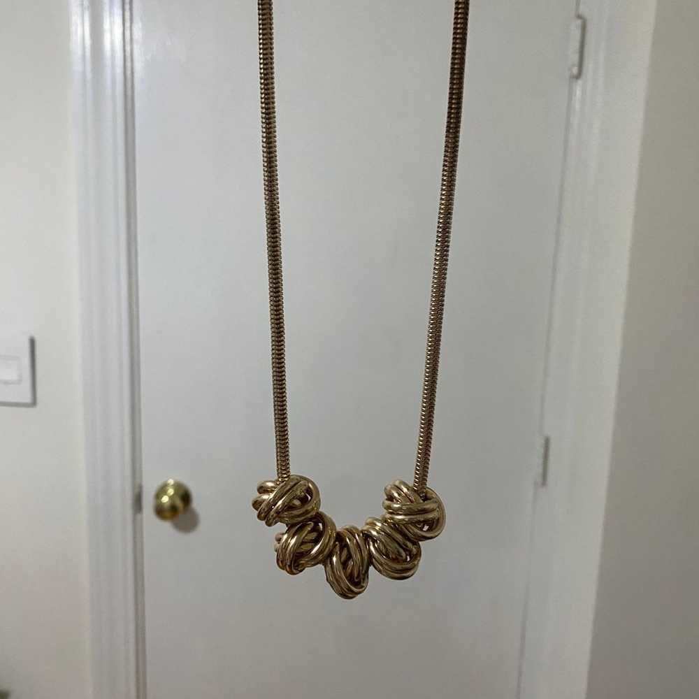 Vintage Snake Chain Necklace w/ Gold Knots - image 6