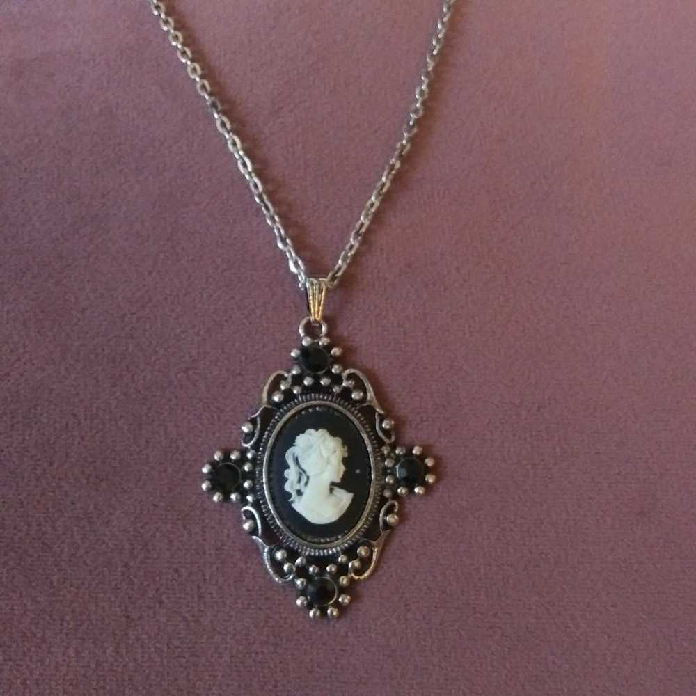 Rhinestone Lady Cameo Necklace - image 6