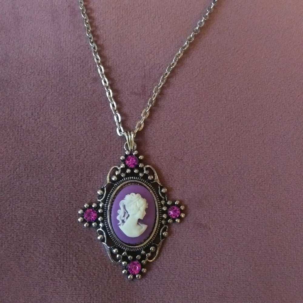 Rhinestone Lady Cameo Necklace - image 7