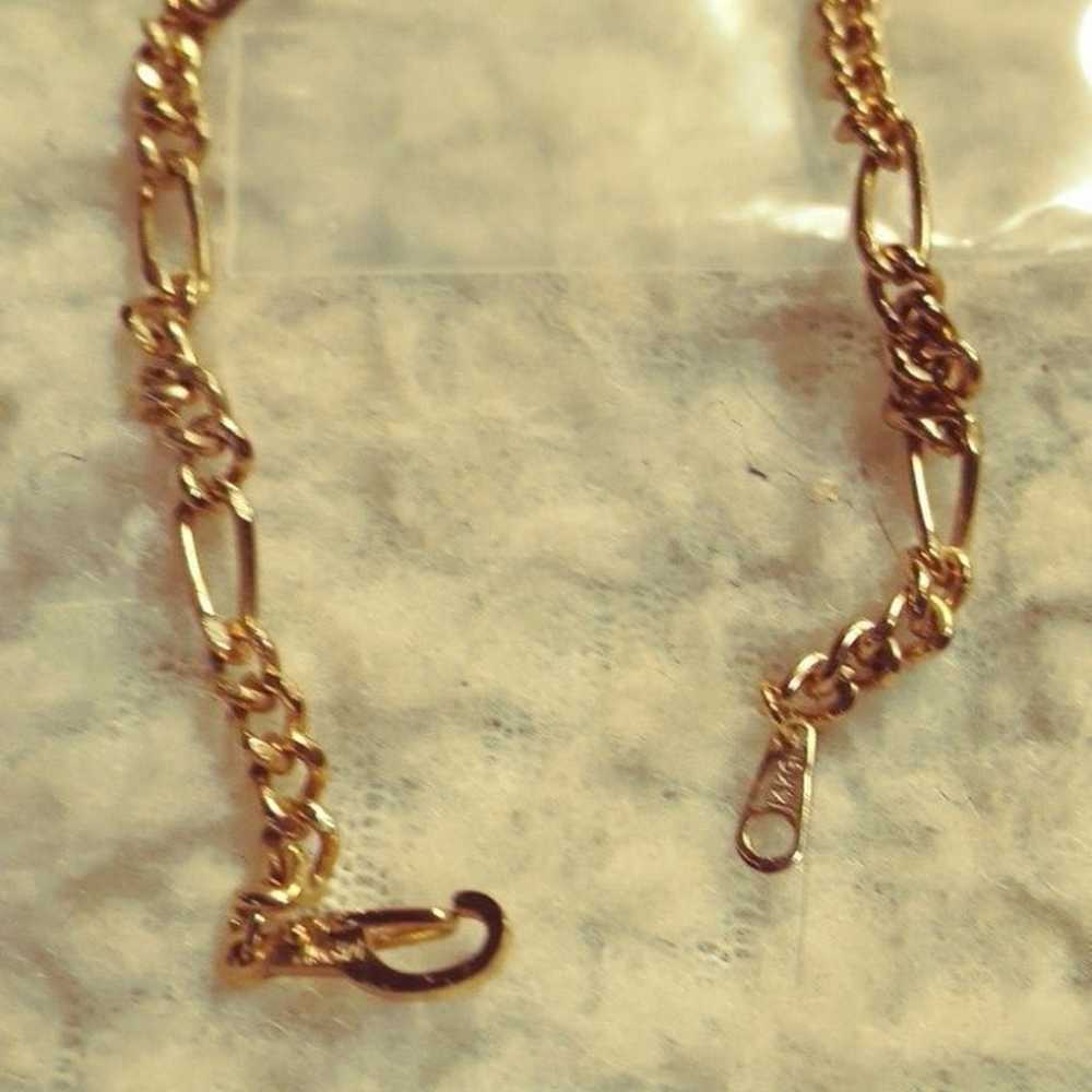 14 KT Gold Plate Stamped Vintage Chain Bracelet - image 1