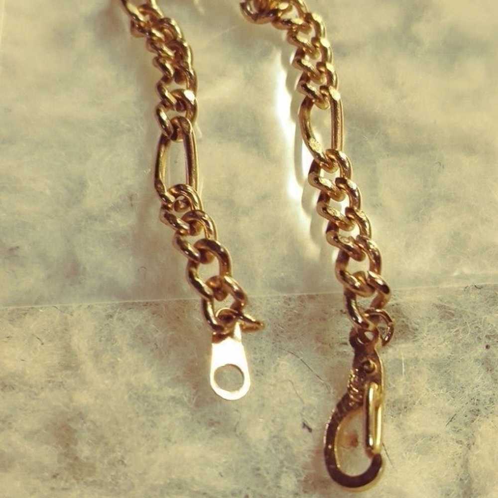 14 KT Gold Plate Stamped Vintage Chain Bracelet - image 4