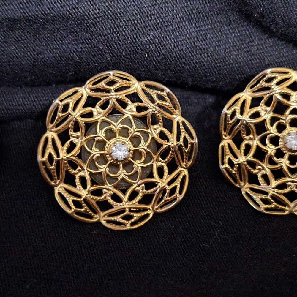 Gold and diamond fashion earrings - image 2