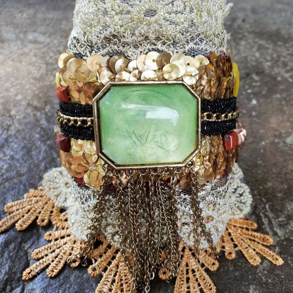 Handmade Lace Jeweled Cuff Bracelet - image 4