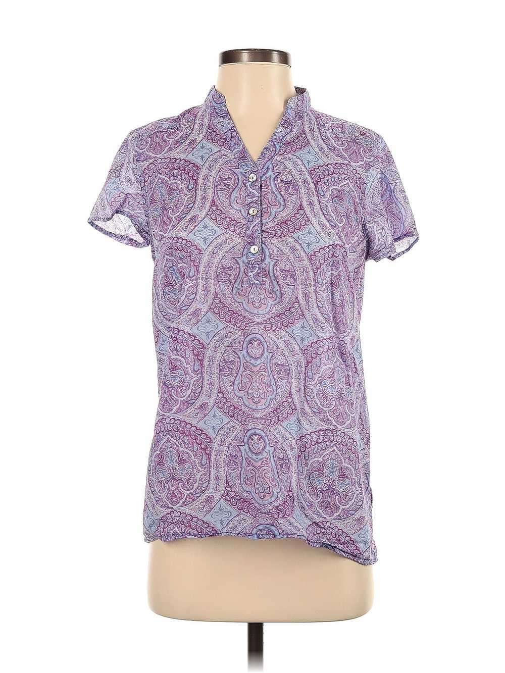 Isaac Mizrahi LIVE! Women Purple Short Sleeve Blo… - image 1