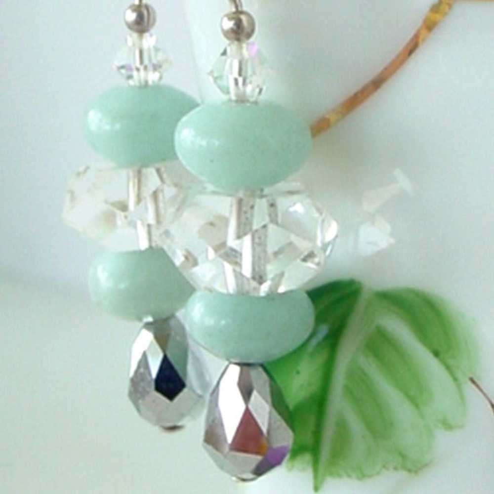 Amazonite and Vintage Crystal Earrings - image 1