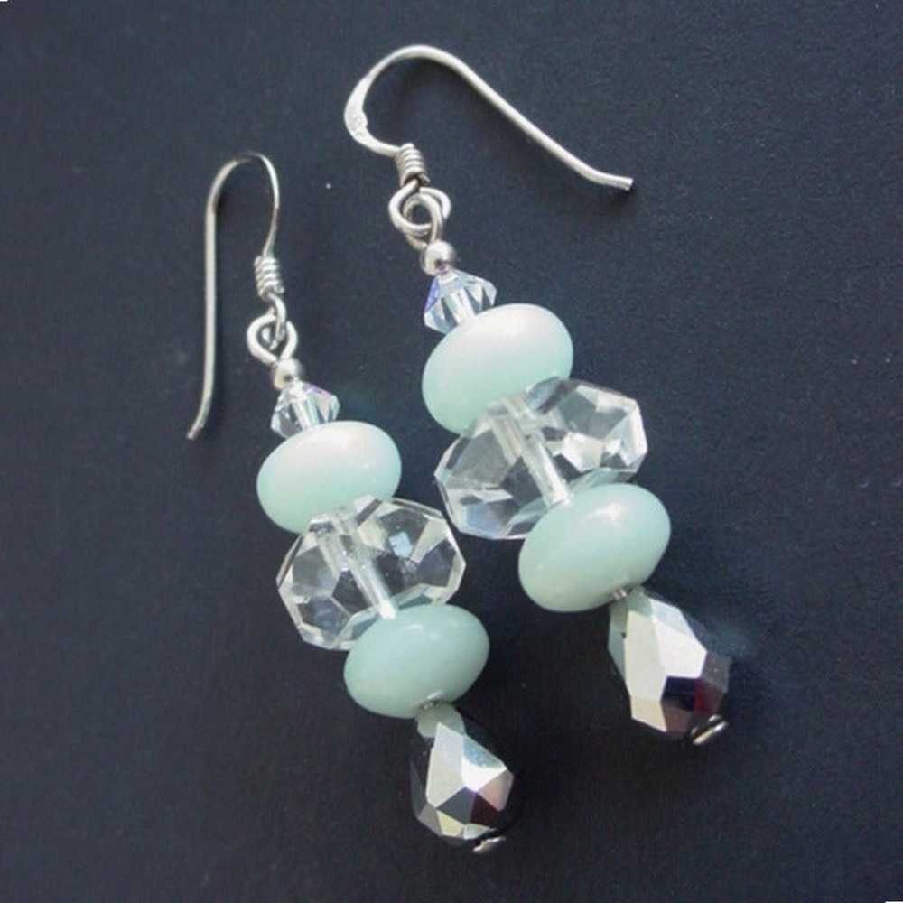 Amazonite and Vintage Crystal Earrings - image 2