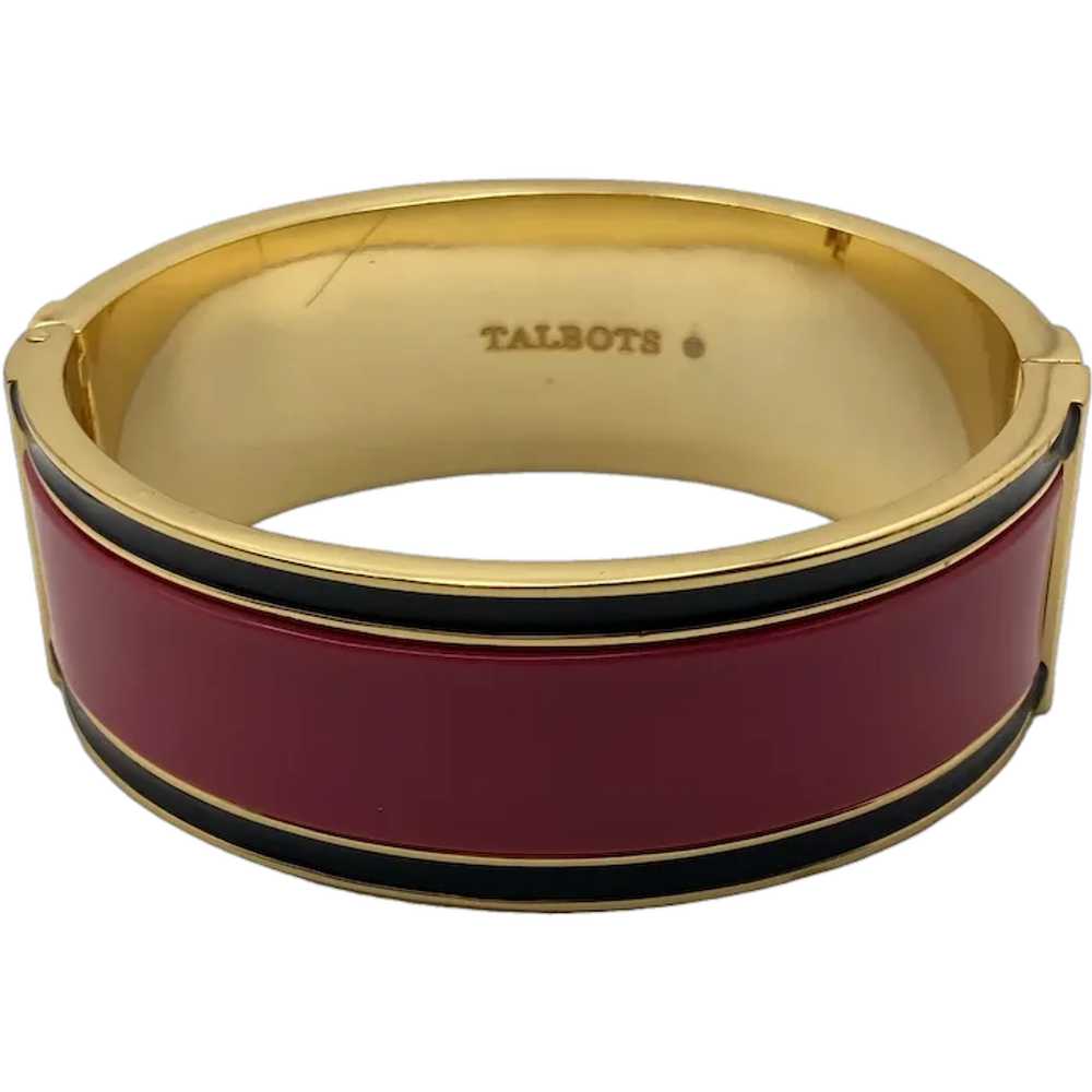 Vintage Talbots Gold Tone and Enamel Hinged Bangl… - image 1