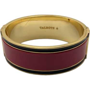 Vintage Talbots Gold Tone and Enamel Hinged Bangl… - image 1