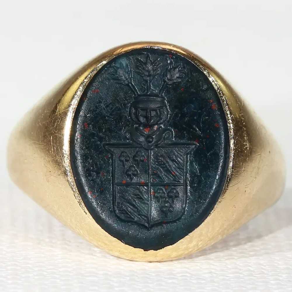 Antique Bloodstone Intaglio Ring 18k Gold - image 12