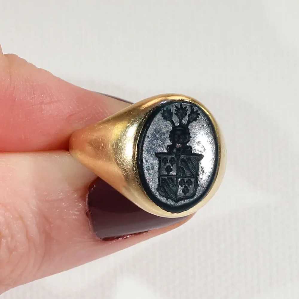 Antique Bloodstone Intaglio Ring 18k Gold - image 7