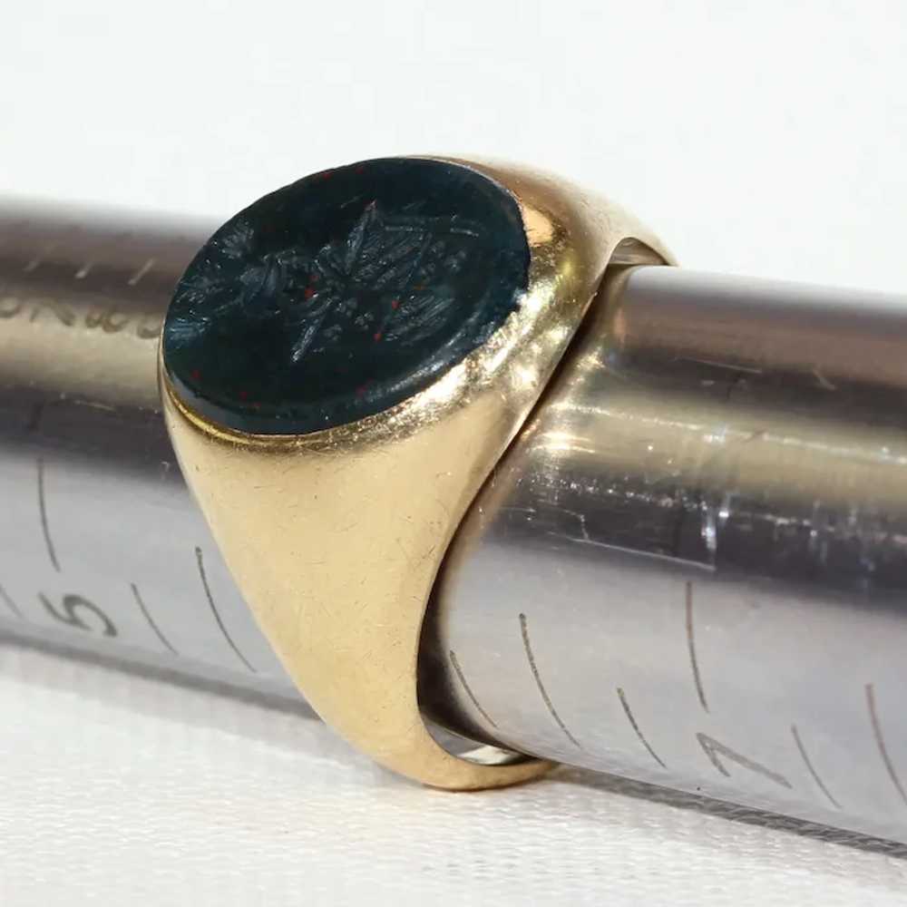 Antique Bloodstone Intaglio Ring 18k Gold - image 9