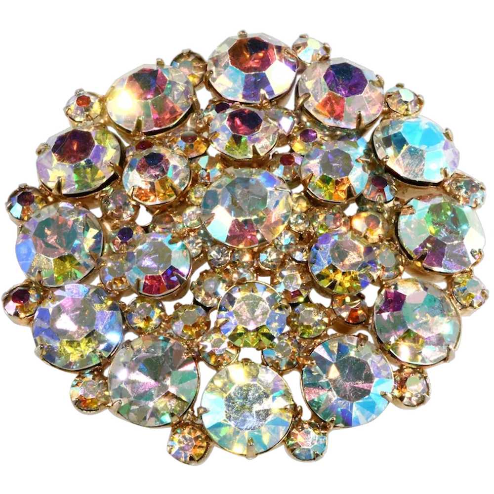 Juliana Brooch LARGE Aurora Borealis Iridescent R… - image 1