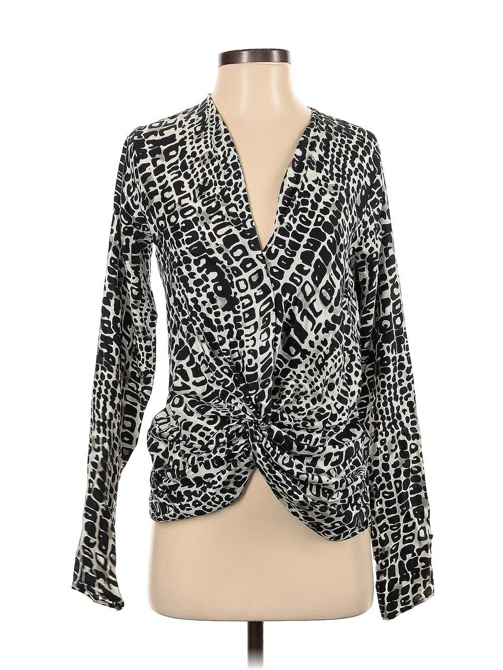 Rachel Zoe Women Black Long Sleeve Silk Top 4 - image 1