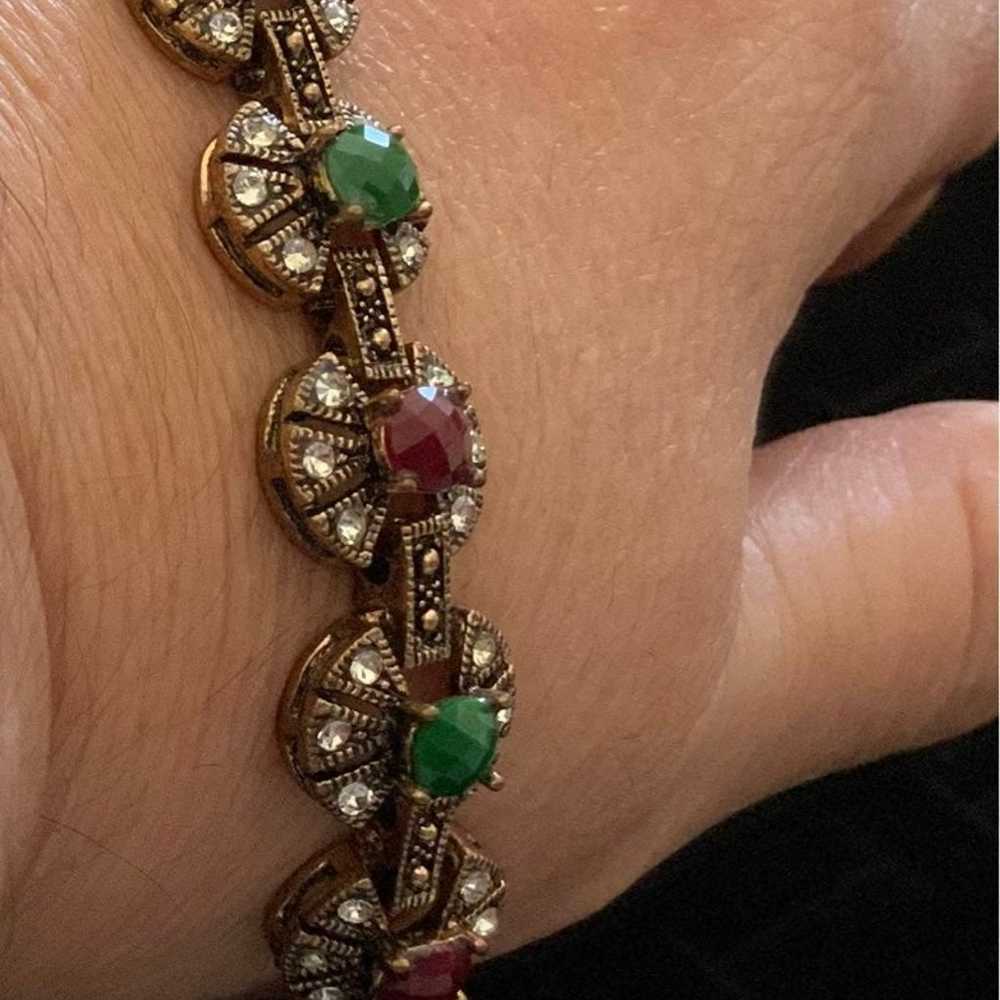 Vintage Bracelet with red, white & green - image 2