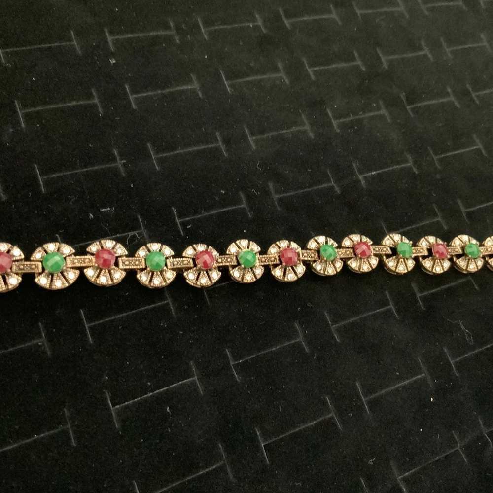 Vintage Bracelet with red, white & green - image 6