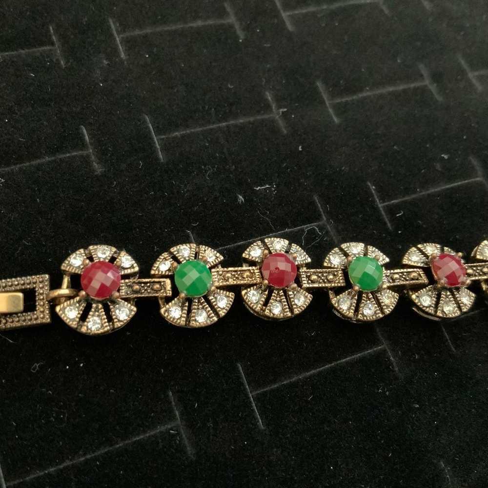 Vintage Bracelet with red, white & green - image 7