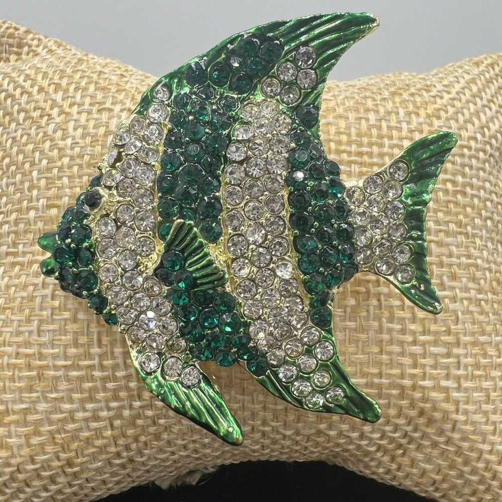 Angel Fish Brooch Coral Reef Fish Pin Green Vinta… - image 4