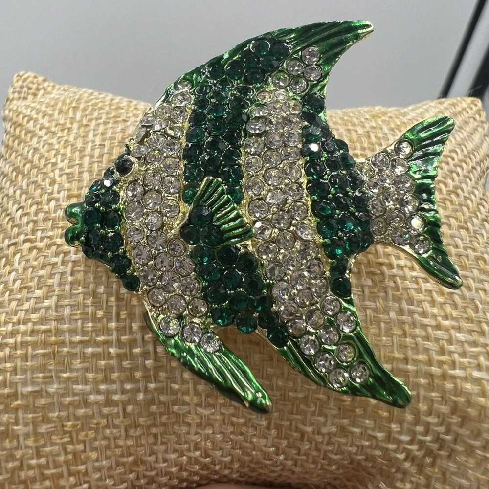 Angel Fish Brooch Coral Reef Fish Pin Green Vinta… - image 5